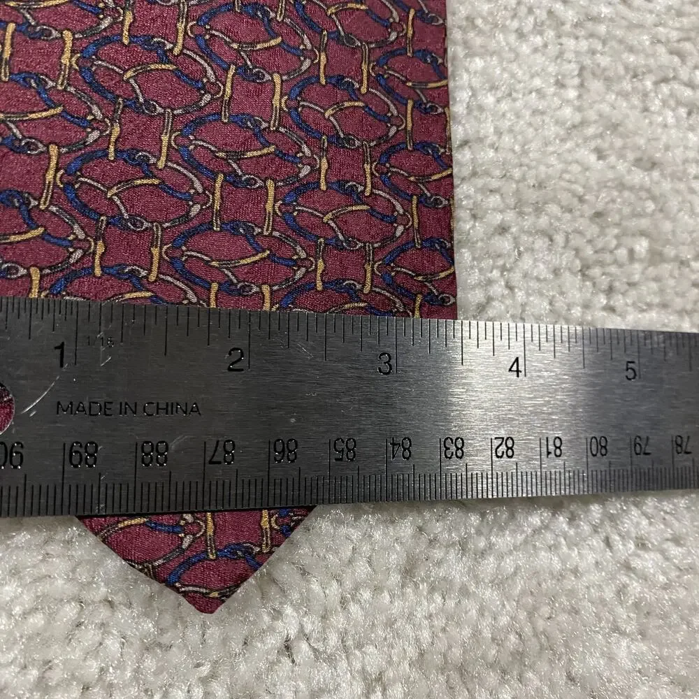 Tom James Tie Mens Silk USA Geometric Horse Bit Equestrian Pattern Menswear